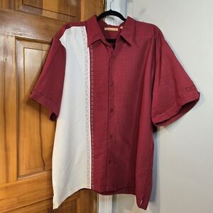 The Havanera Co. Men's Bowling Shirt Red & White Sz XXL